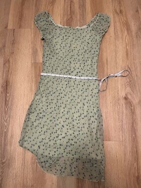 Light Sage Floral Mini Dress with Puff Sleeves